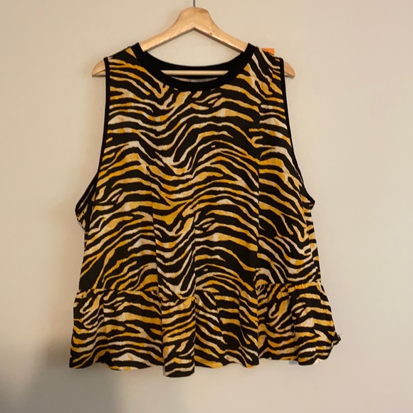 Asos Curve Tiger Print Peplum Tank Top - Picture 1 of 8